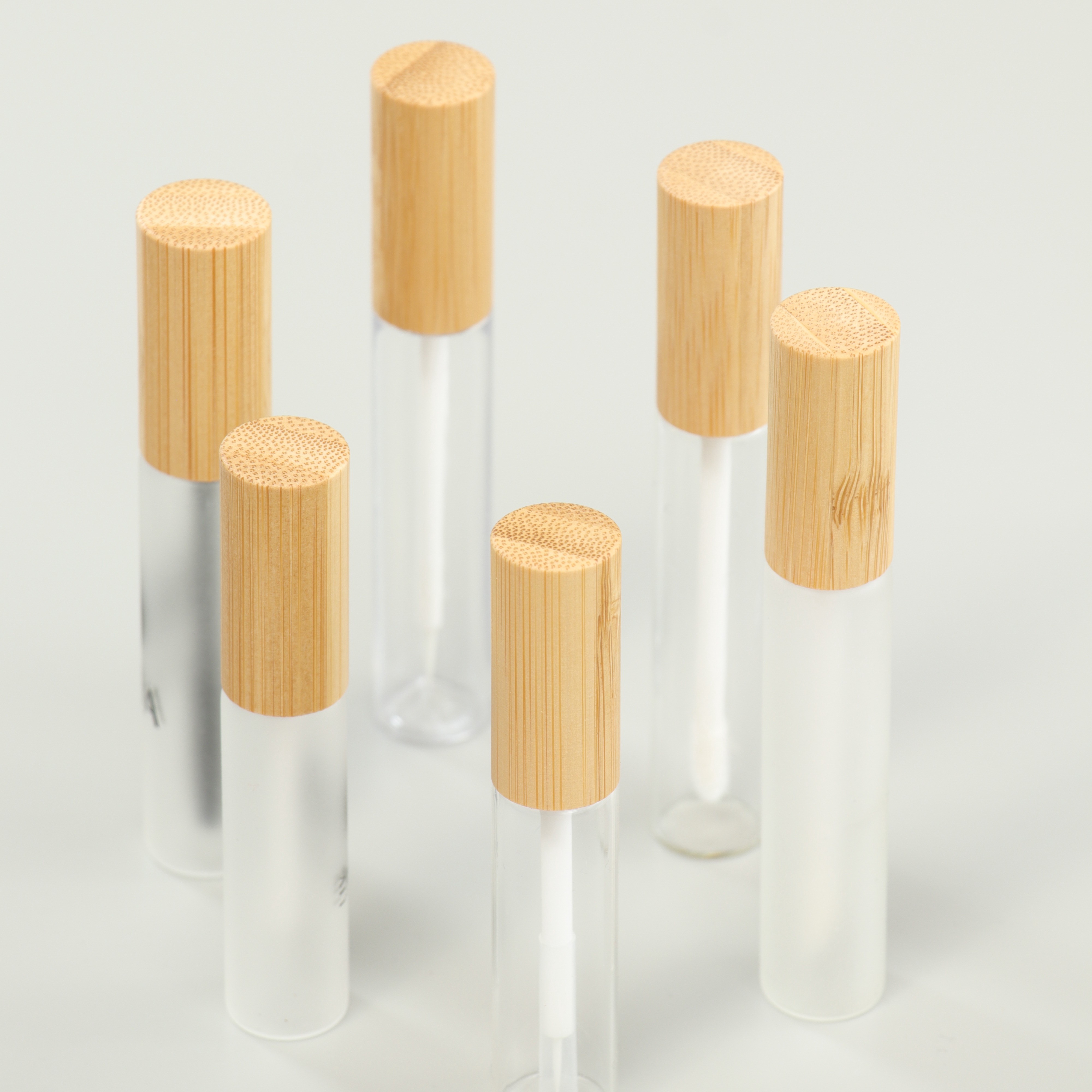 Eco Friendly Wholesale Empty Glass Eyeliner Tube with Bamboo Cap Custom Logo Cosmetic Packaging