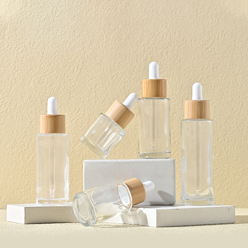 Wholesale Custom 10ml Bamboo Dropper Essence Bottle clear Frosted Glass Essential Oil Bottle Wholesale Custom 10ml Bamboo Dropper Essence Bottle clear Frosted Glass Essential Oil Bottle