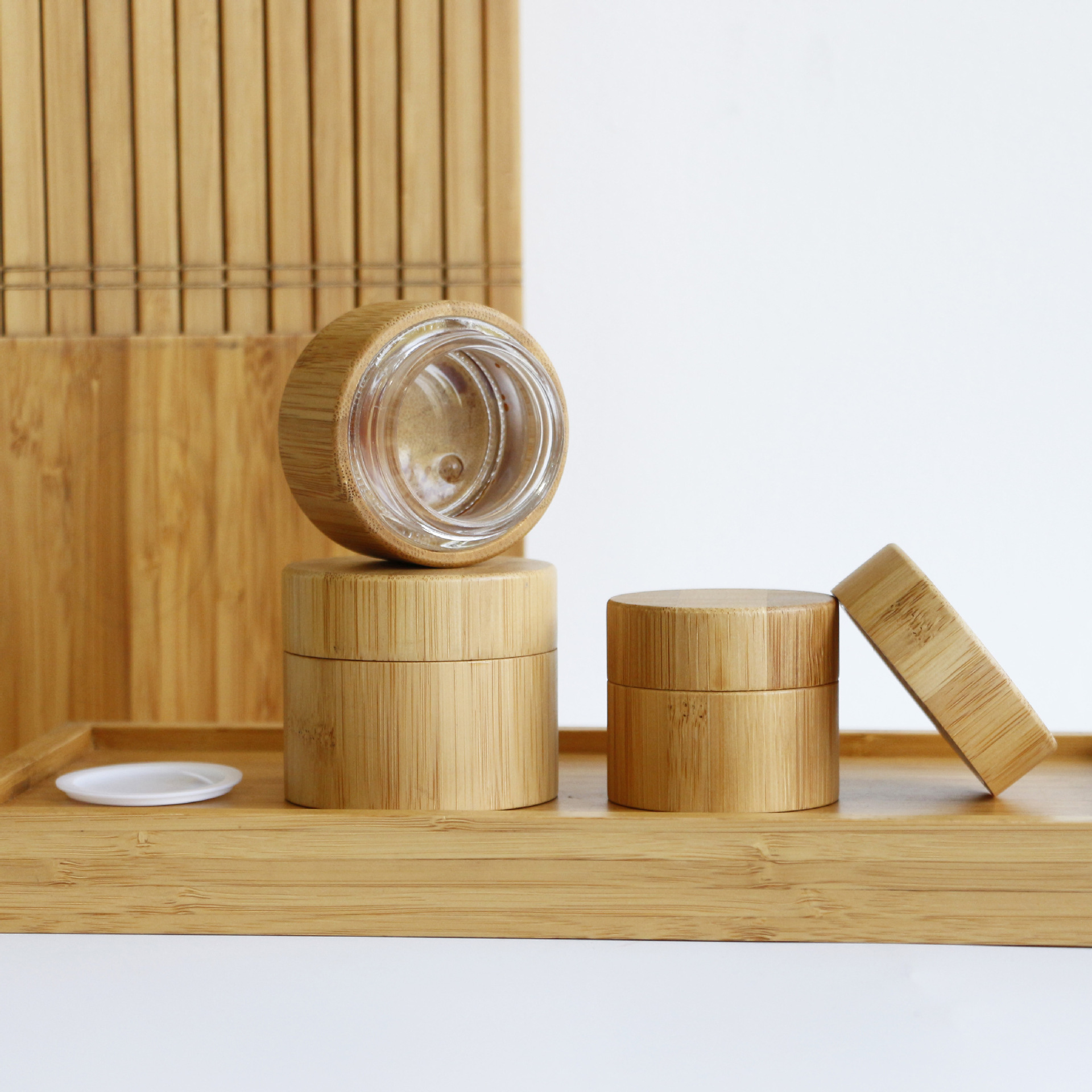Custom All-Inclusive Bamboo Face Cream Cosmetic Packaging 5/10/15/30/50/100g Cream Bottles With Screw Cap