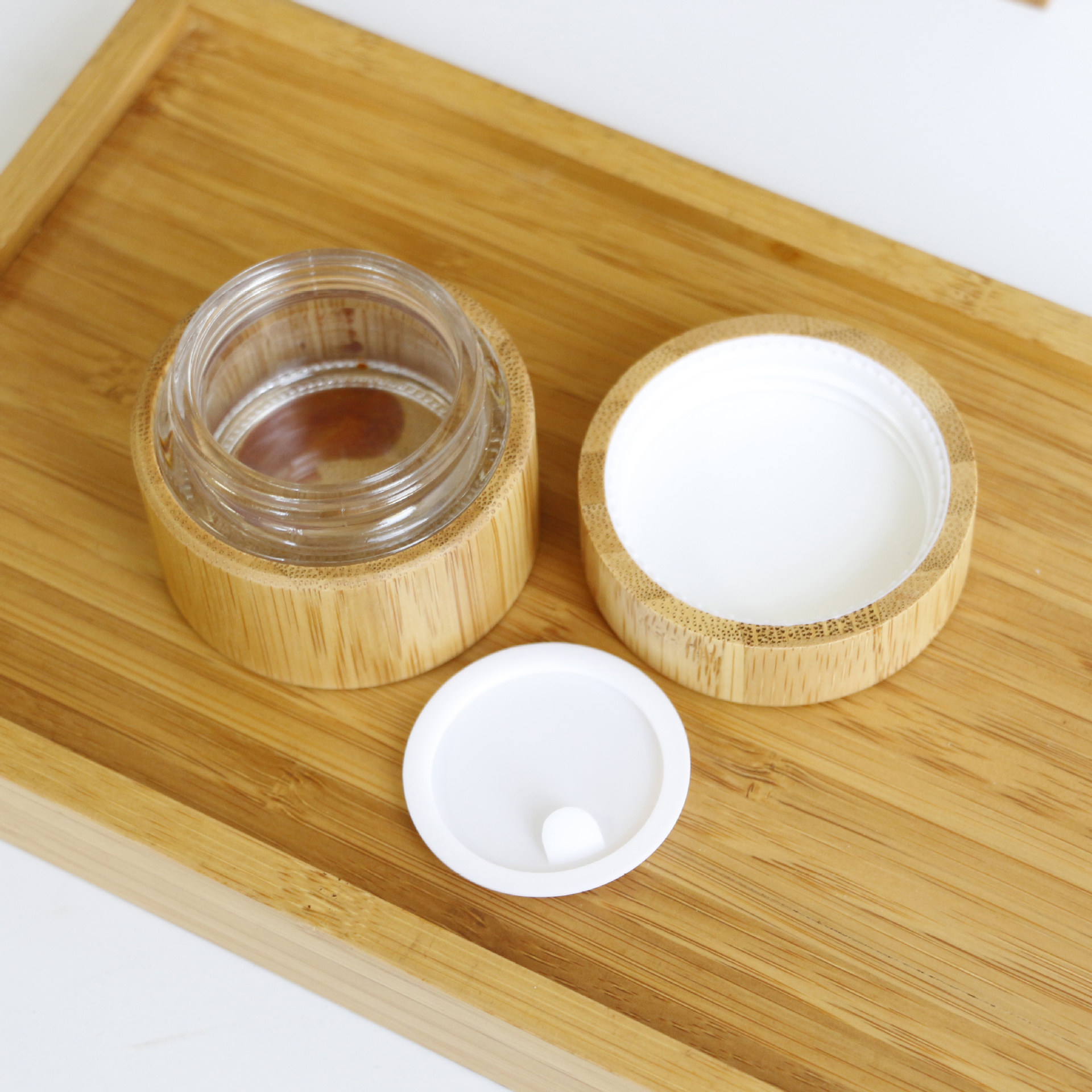Eco Friendly 30g Skincare Cosmetic Jar Refillable Full Bamboo Glass Container Organic Cream Body Butter for Natural Brand Eco Friendly 30g Skincare Cosmetic Jar Refillable Full Bamboo Glass Container Organic Cream Body Butter for Natural Brand