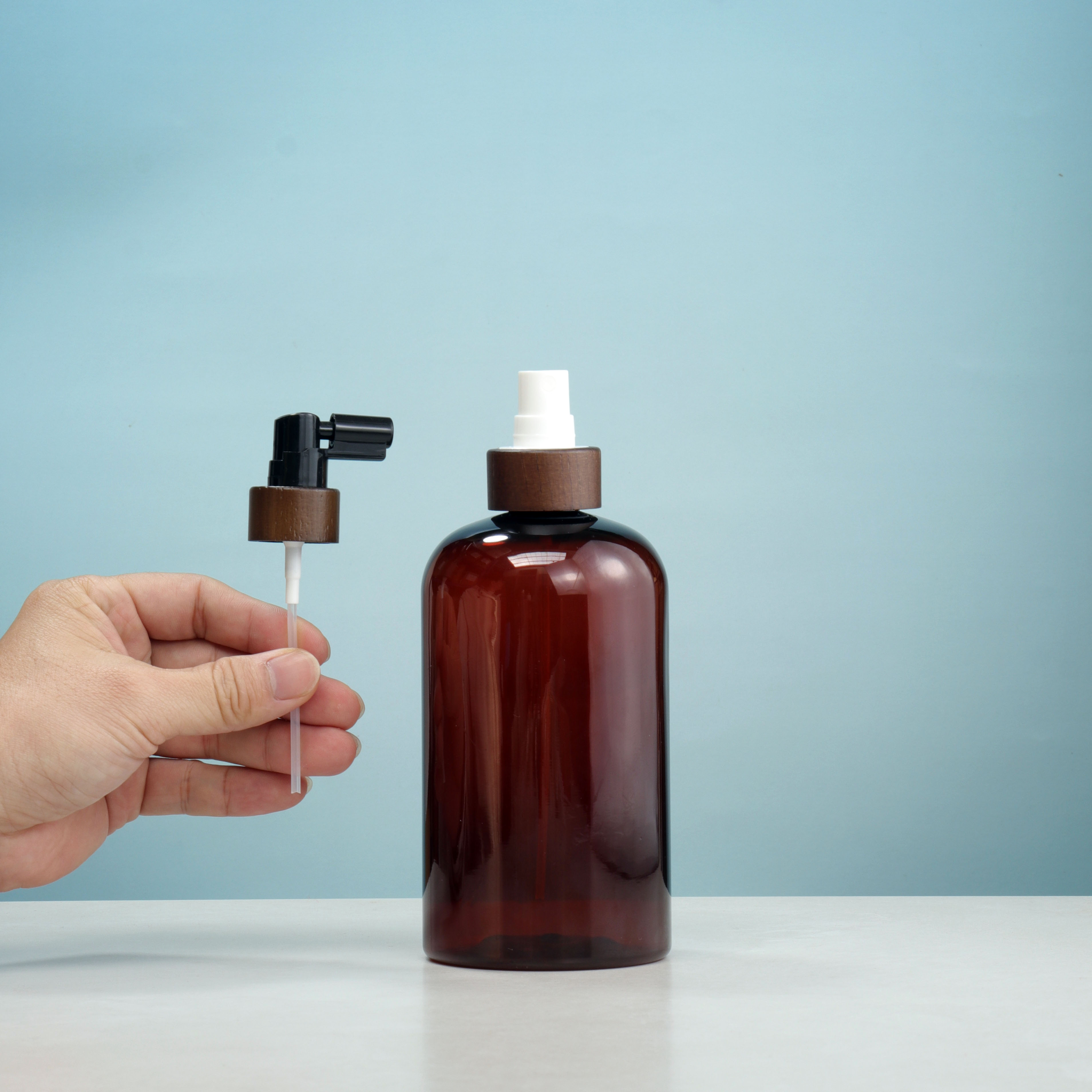 Luxury Popular 28/410 Wooden Bamboo Lotion Pump Cap Quality Essential Oil Dispenser Bottle Pump Travel Cosmetic Sprayer Pump
