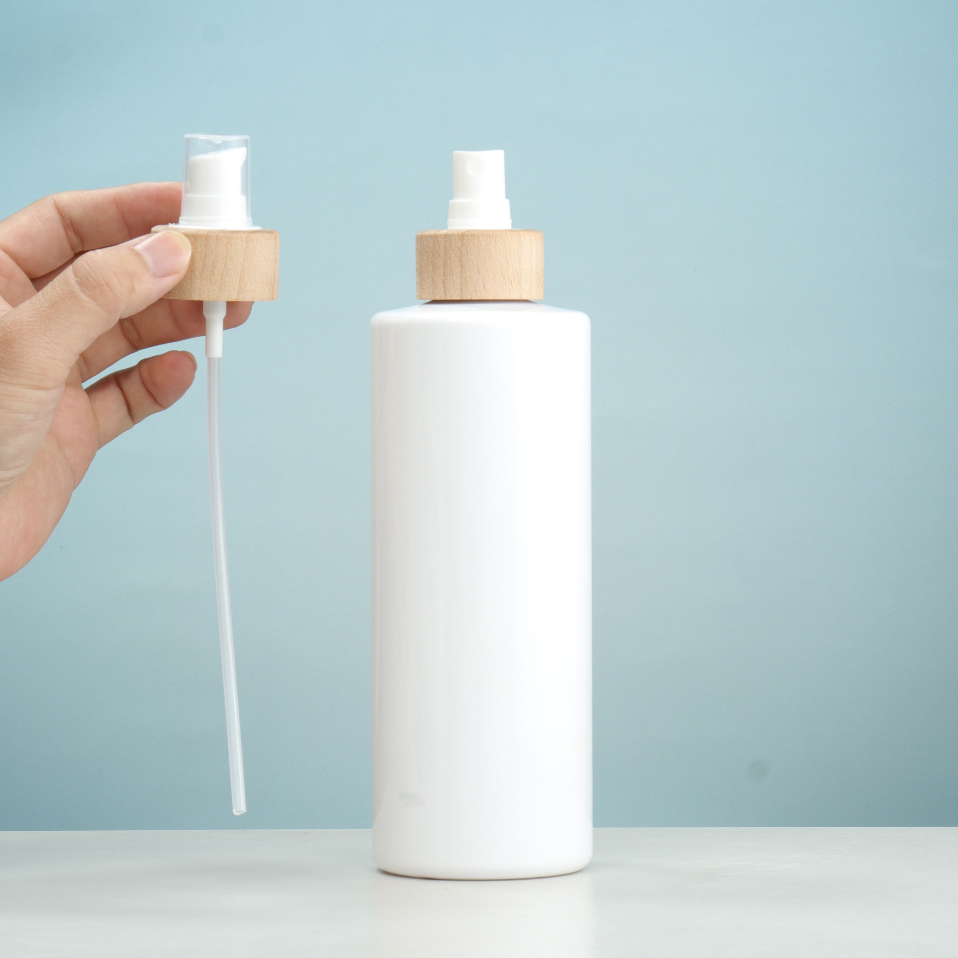 Luxury Popular 28/410 Wooden Bamboo Lotion Pump Cap Quality Essential Oil Dispenser Bottle Pump Travel Cosmetic Sprayer Pump