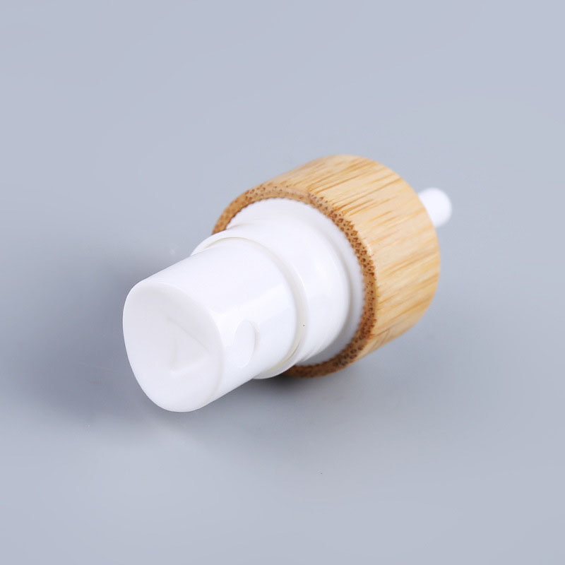 Natural Bamboo 20/410 Non-Spill Atomizer Eco-Friendly Cosmetic Spray Pump for Toner Perfume and Skincare Bottles