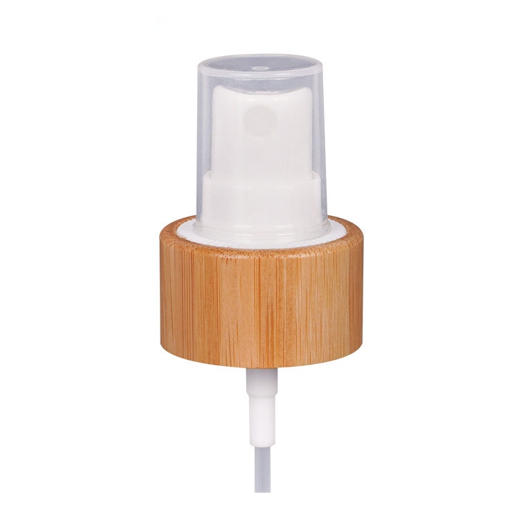 Natural Bamboo 20/410 Non-Spill Atomizer Eco-Friendly Cosmetic Spray Pump for Toner Perfume and Skincare Bottles