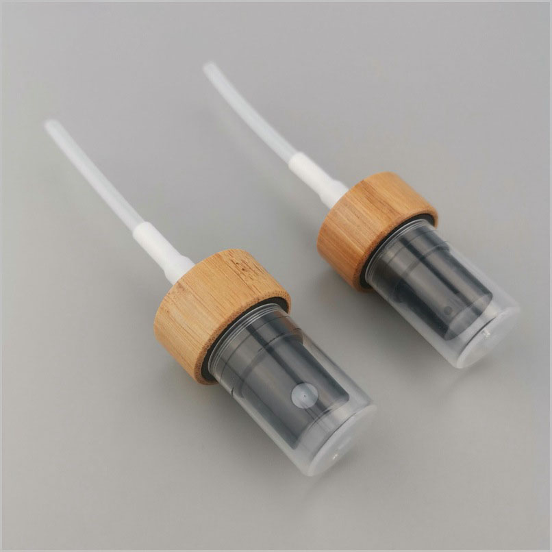Natural Bamboo 20/410 Non-Spill Atomizer Eco-Friendly Cosmetic Spray Pump for Toner Perfume and Skincare Bottles