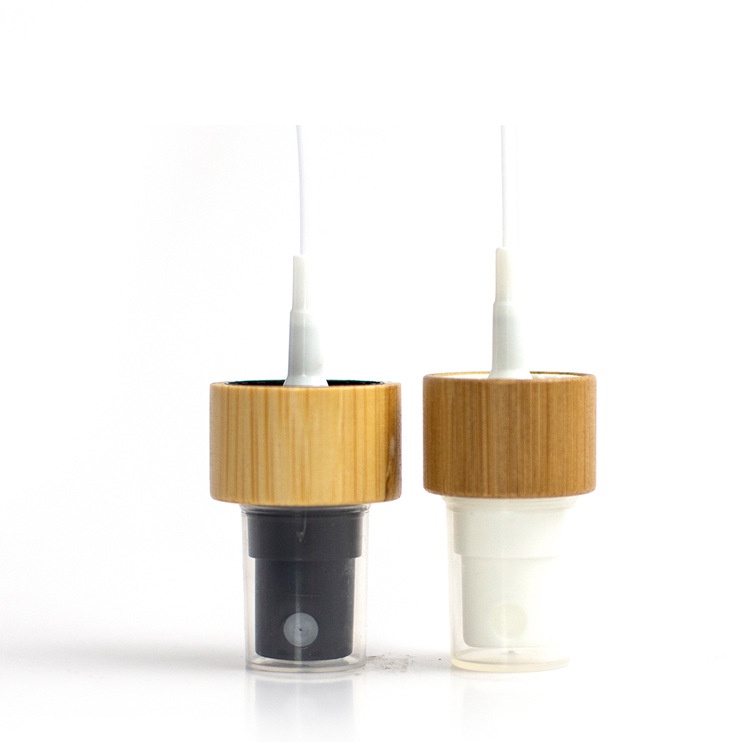 Natural Bamboo 20/410 Non-Spill Atomizer Eco-Friendly Cosmetic Spray Pump for Toner Perfume and Skincare Bottles