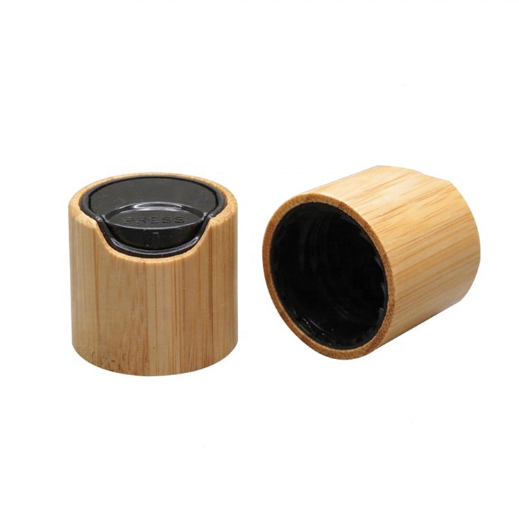 Eco Friendly Natural Bamboo Disc Top Cap Custom Logo 18/410 24/410 28/410 Plastic Bamboo Press Bottle Cap for Cosmetic Packaging Eco Friendly Natural Bamboo Disc Top Cap Custom Logo 18/410 24/410 28/410 Plastic Bamboo Press Bottle Cap for Cosmetic Packaging