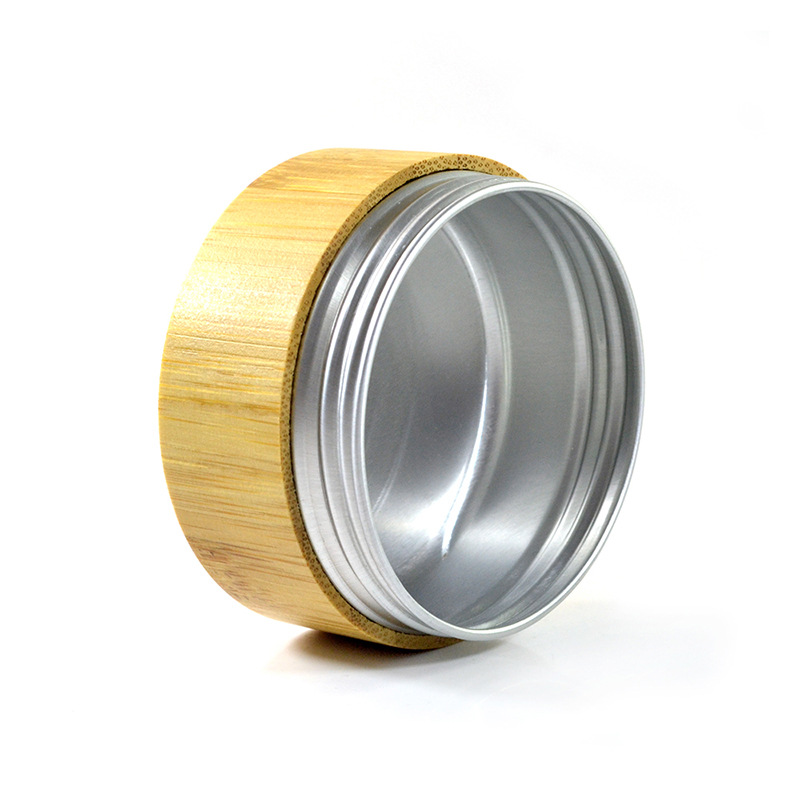 Eco Friendly Empty Cosmetic Container 30ml Round Shape Aluminum All Bamboo Outer Jar with Screw Cap Eco Friendly Empty Cosmetic Container 30ml Round Shape Aluminum All Bamboo Outer Jar with Screw Cap
