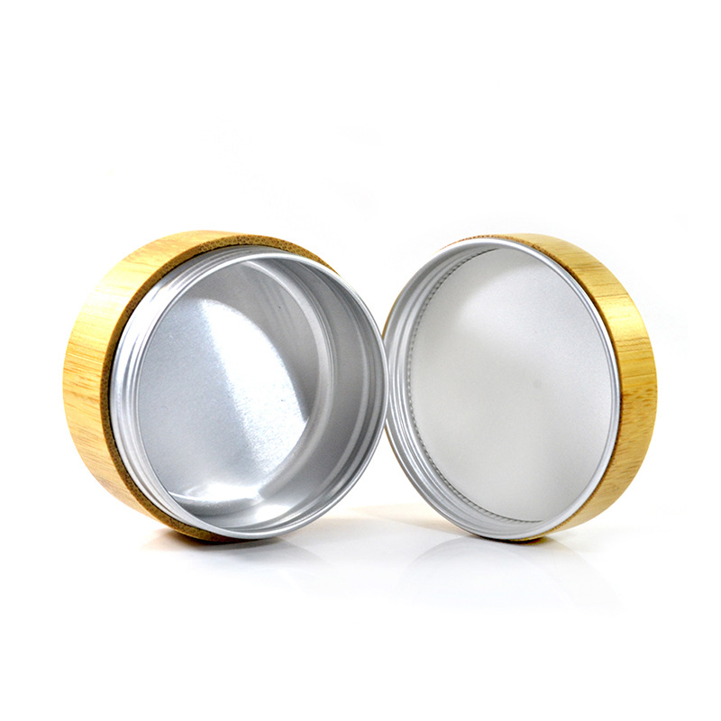 Eco Friendly Empty Cosmetic Container 30ml Round Shape Aluminum All Bamboo Outer Jar with Screw Cap Eco Friendly Empty Cosmetic Container 30ml Round Shape Aluminum All Bamboo Outer Jar with Screw Cap