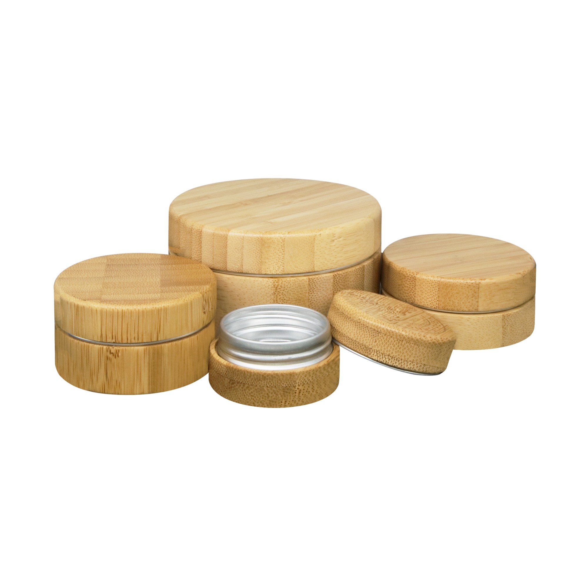 Wholesale Refillable Eco-friendly Bamboo Cream Packaging Hand Cream Aluminum Cosmetic Jars Wholesale Refillable Eco-friendly Bamboo Cream Packaging Hand Cream Aluminum Cosmetic Jars