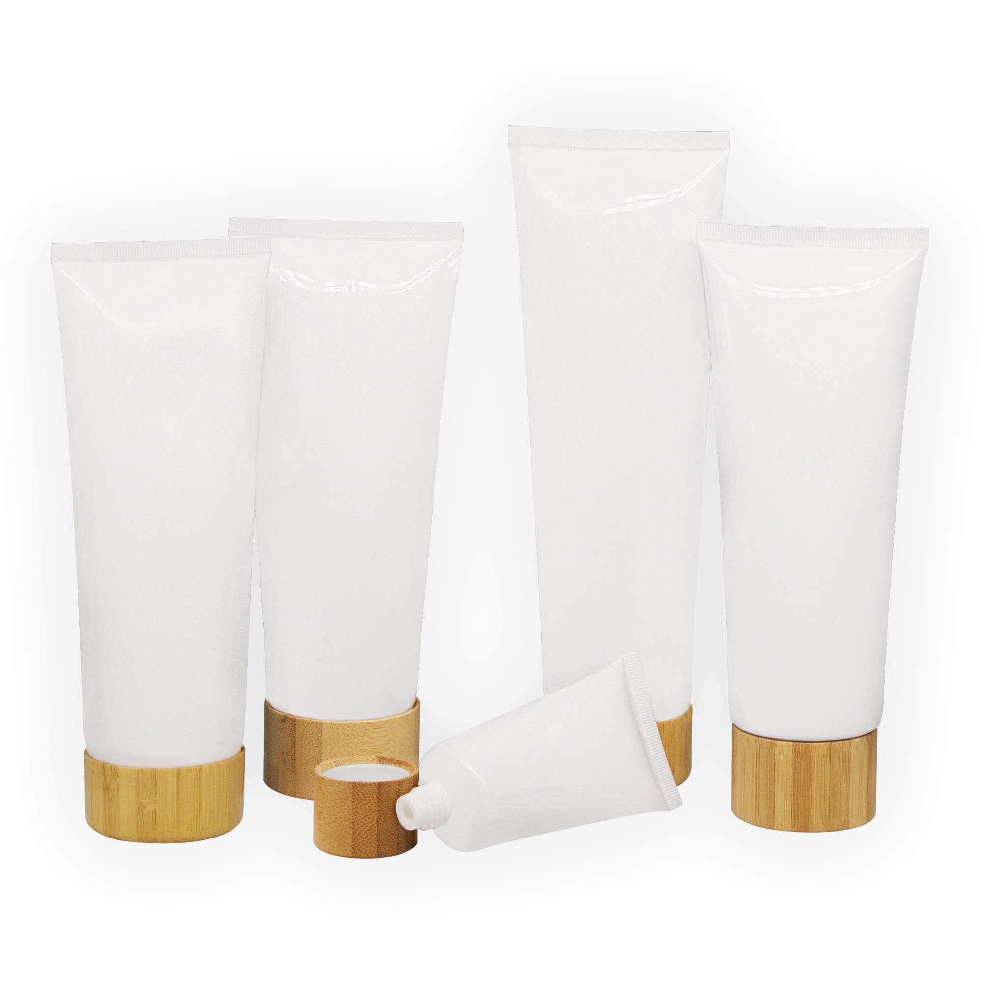 Eco-Friendly Empty Cosmetic Tubes Wholesale Luxury Bamboo Lid Face Wash Hand Cream Packaging Squeeze Lotion Tube Eco-Friendly Empty Cosmetic Tubes Wholesale Luxury Bamboo Lid Face Wash Hand Cream Packaging Squeeze Lotion Tube