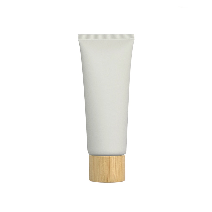 Custom Empty Matte White Cosmetic Squeeze Tube with Natural Bamboo Screw Cap for Face Wash Hand Cream Sunscreen Container Custom Empty Matte White Cosmetic Squeeze Tube with Natural Bamboo Screw Cap for Face Wash Hand Cream Sunscreen Container