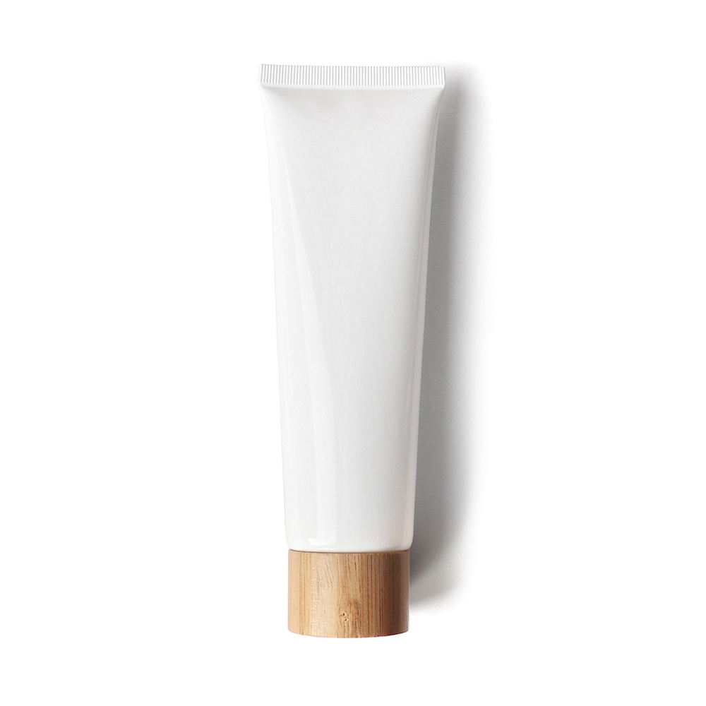 Custom Empty Matte White Cosmetic Squeeze Tube with Natural Bamboo Screw Cap for Face Wash Hand Cream Sunscreen Container Custom Empty Matte White Cosmetic Squeeze Tube with Natural Bamboo Screw Cap for Face Wash Hand Cream Sunscreen Container