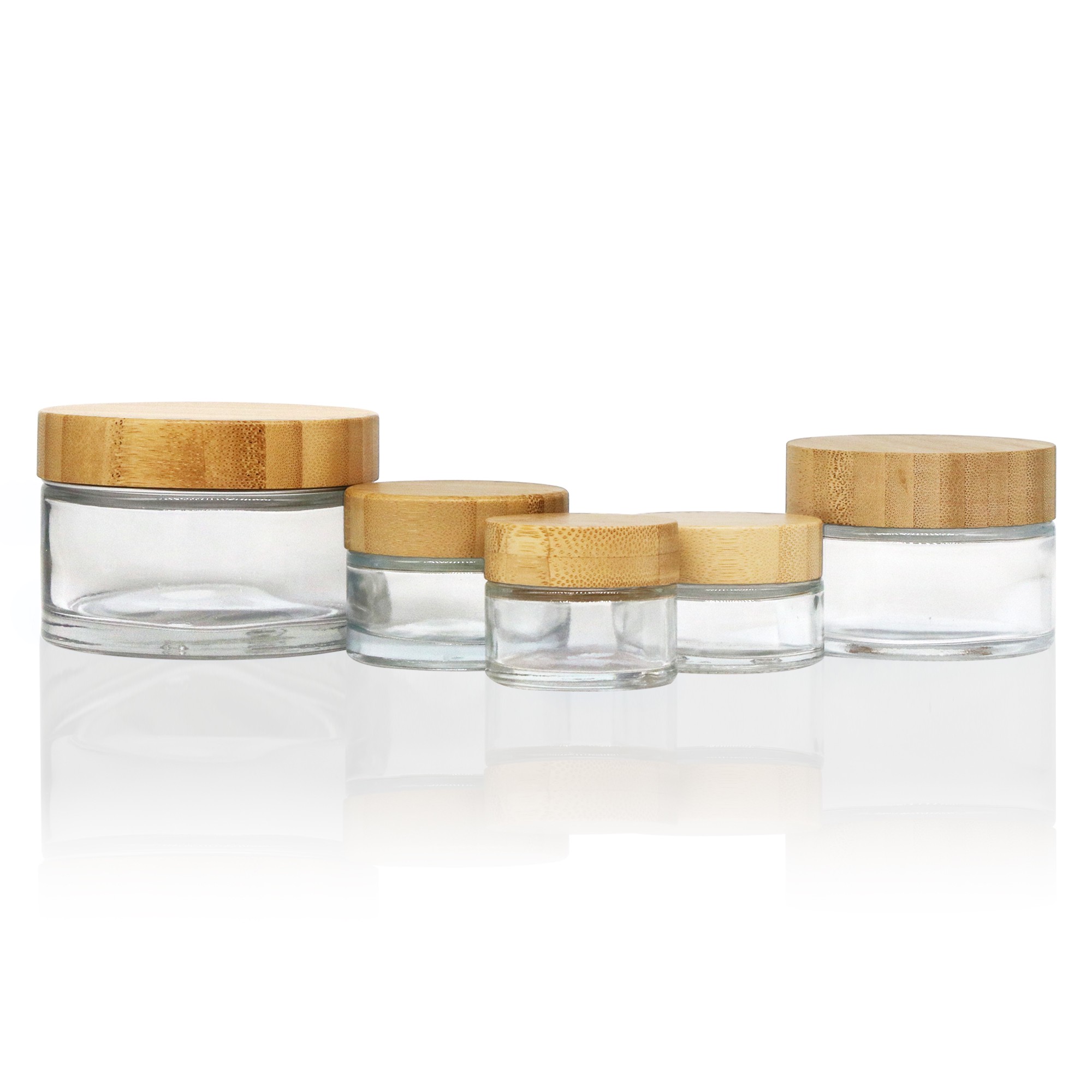 Jars Cosmetic Packaging with Bamboo Lid 50G - 250G Multiple Sizes Ideal Home Beauty Workshops Retail Stores Cosmetic Jars Jars Cosmetic Packaging with Bamboo Lid 50G - 250G Multiple Sizes Ideal Home Beauty Workshops Retail Stores Cosmetic Jars