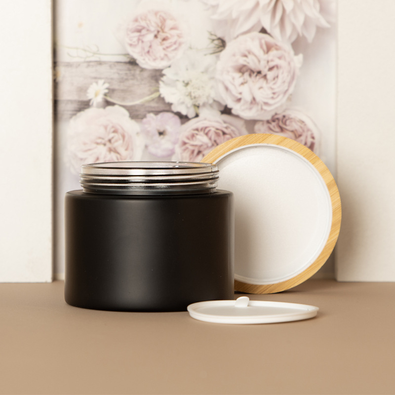 Hot Sale 50g Cosmetic Glass Jar Frosted Clear With Bamboo Lid Empty with Screw Cap Skin Care Customizable Colors and Sizes