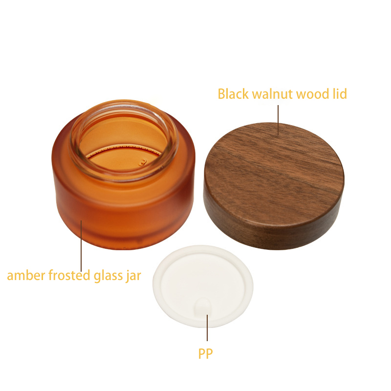 Eco-Friendly Glass Cosmetic Jar with Bamboo Lid Amber Blue Clear Frosted Black Matte Cream Jars Pot for Skin Care Packaging 5g Eco-Friendly Glass Cosmetic Jar with Bamboo Lid Amber Blue Clear Frosted Black Matte Cream Jars Pot for Skin Care Packaging 5g