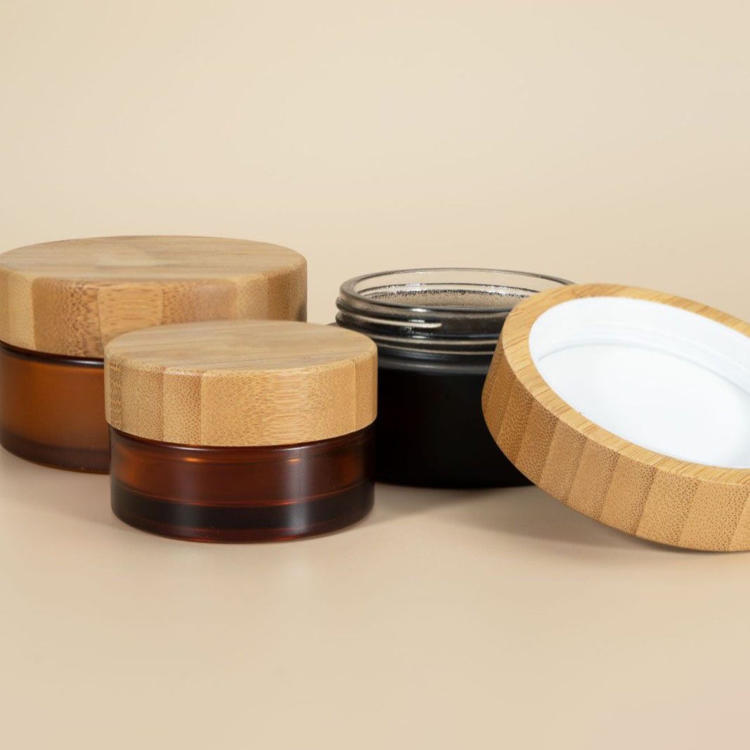 Eco Friendly Plastic Jar with Bamboo Lid for Cream and Balm Body Butter Sustainable Cosmetic Packaging Container Eco Friendly Plastic Jar with Bamboo Lid for Cream and Balm Body Butter Sustainable Cosmetic Packaging Container