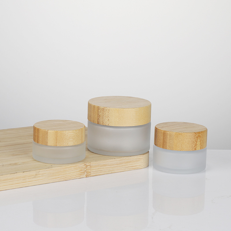 Wholesale 15g Frosted Acrylic Plastic Face Cream Jar with Bamboo Lid for Eye Cream Face Skin Care Jar