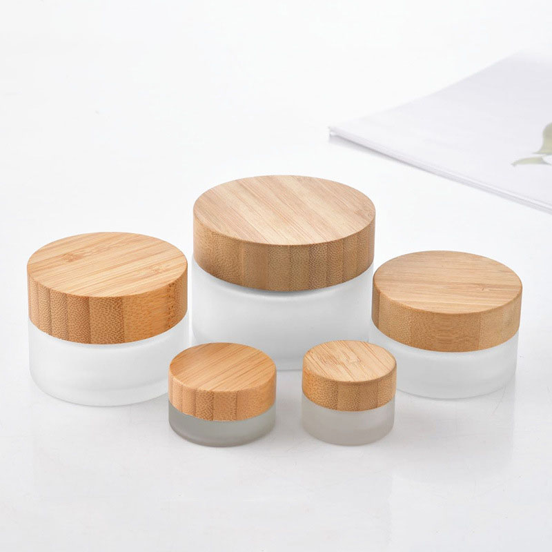 Wholesale 15g Frosted Acrylic Plastic Face Cream Jar with Bamboo Lid for Eye Cream Face Skin Care Jar