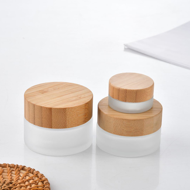 Wholesale 15g Frosted Acrylic Plastic Face Cream Jar with Bamboo Lid for Eye Cream Face Skin Care Jar