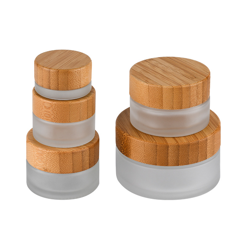 Wholesale 15g Frosted Acrylic Plastic Face Cream Jar with Bamboo Lid for Eye Cream Face Skin Care Jar