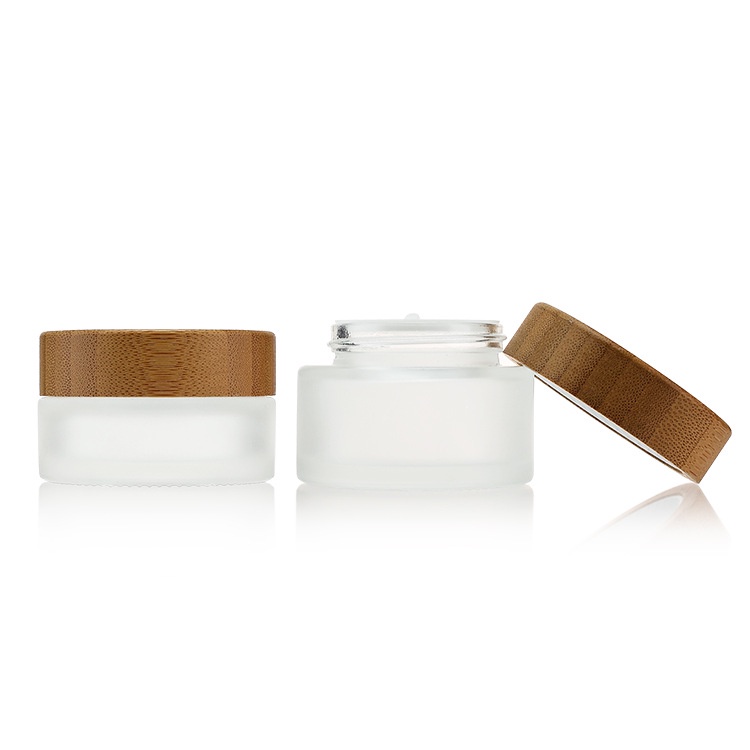 Wholesale 15g Frosted Acrylic Plastic Face Cream Jar with Bamboo Lid for Eye Cream Face Skin Care Jar