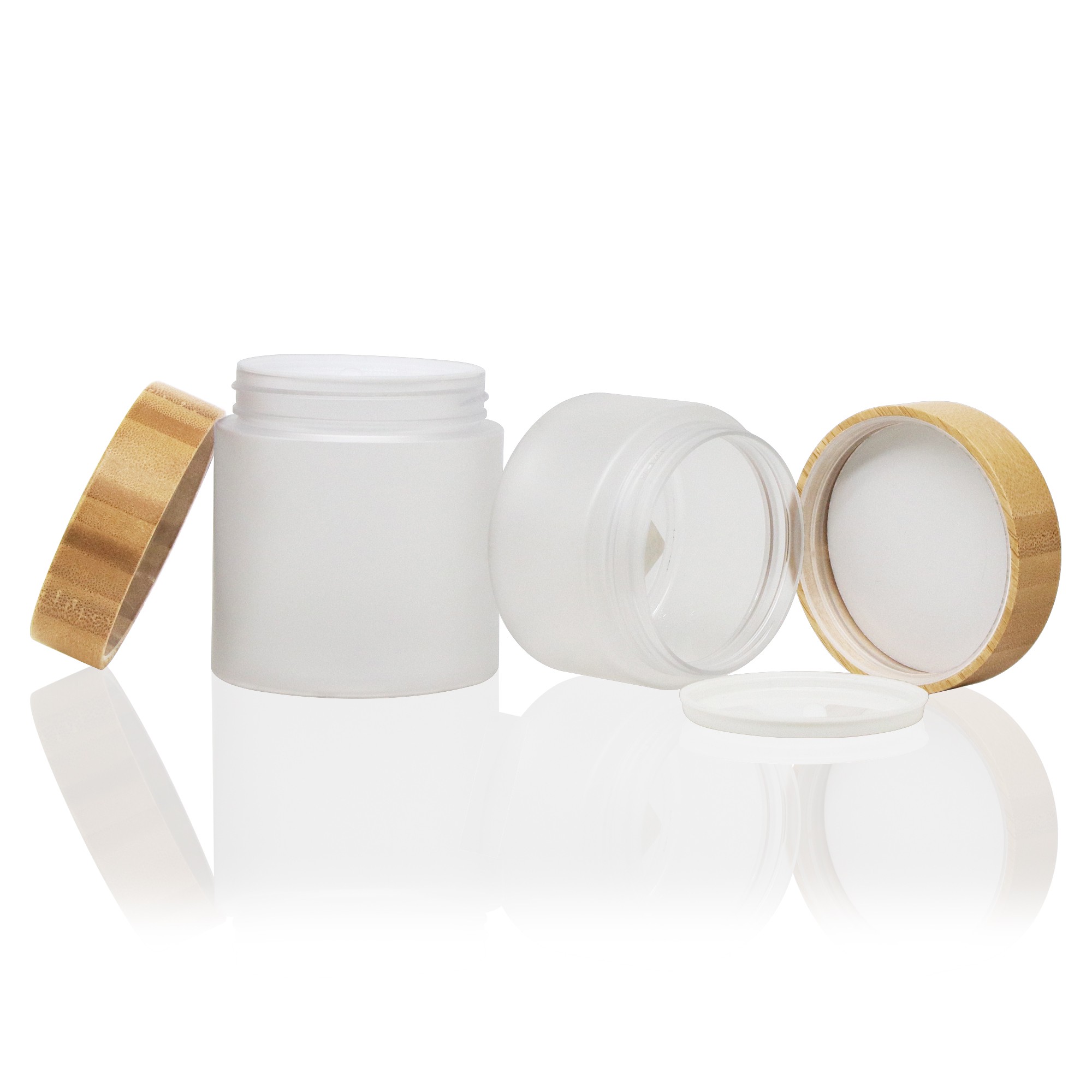 Engraved Empty Cosmetic Skin Care Fogged Plastic Jars with Bamboo Caps 50Ml 150Ml 250Ml 500Ml Home Salon Travel Cosmetic Jars Engraved Empty Cosmetic Skin Care Fogged Plastic Jars with Bamboo Caps 50Ml 150Ml 250Ml 500Ml Home Salon Travel Cosmetic Jars