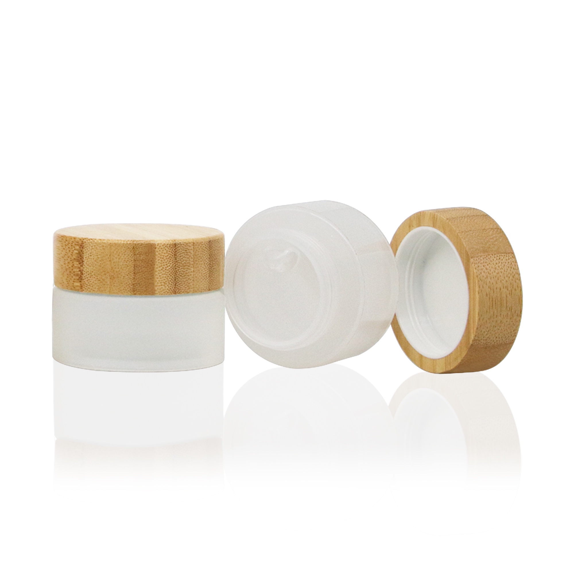 Custom 15g 30g 50g 100g Empty White Cream Packaging Jar PP Plastic Body Butter Containers with Bamboo Lid Custom 15g 30g 50g 100g Empty White Cream Packaging Jar PP Plastic Body Butter Containers with Bamboo Lid