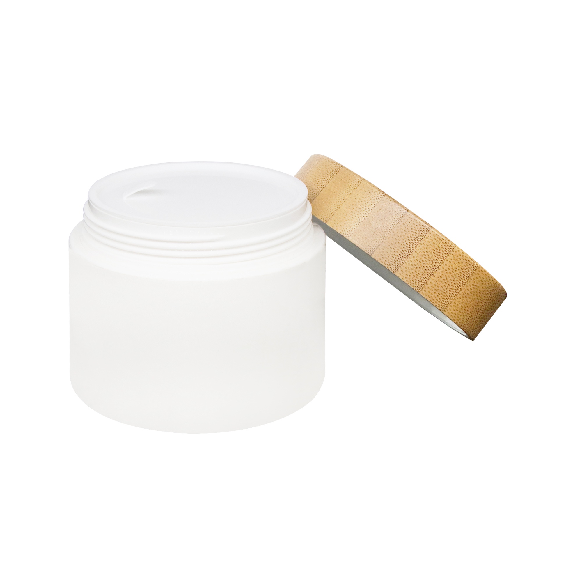 In Stock Wholesale 150ml Wide-Mouth Airtight PET clear Cream Bottle Jar With Bamboo Wood Lid for Skin Care