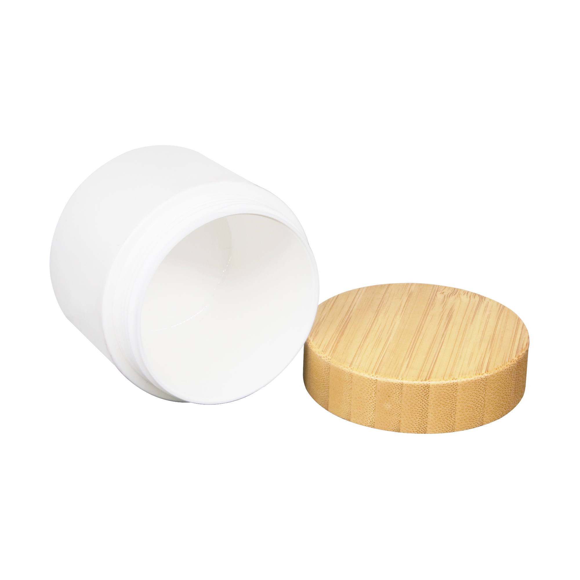 In Stock Wholesale 150ml Wide-Mouth Airtight PET clear Cream Bottle Jar With Bamboo Wood Lid for Skin Care