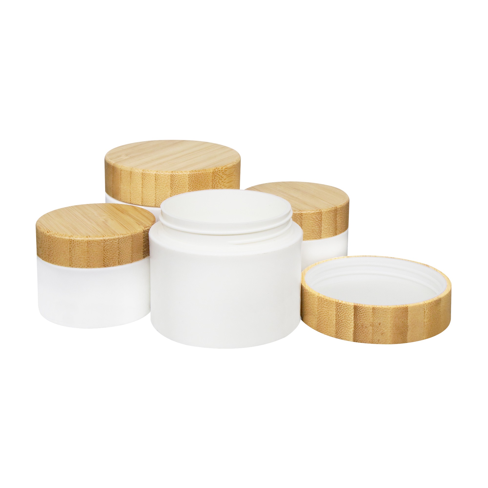 Eco Friendly 30g 50g 100g 150g 200g PP Plastic Cosmetic Jar with Natural Bamboo Lid for Cream Loose Powder Skincare Packaging Eco Friendly 30g 50g 100g 150g 200g PP Plastic Cosmetic Jar with Natural Bamboo Lid for Cream Loose Powder Skincare Packaging