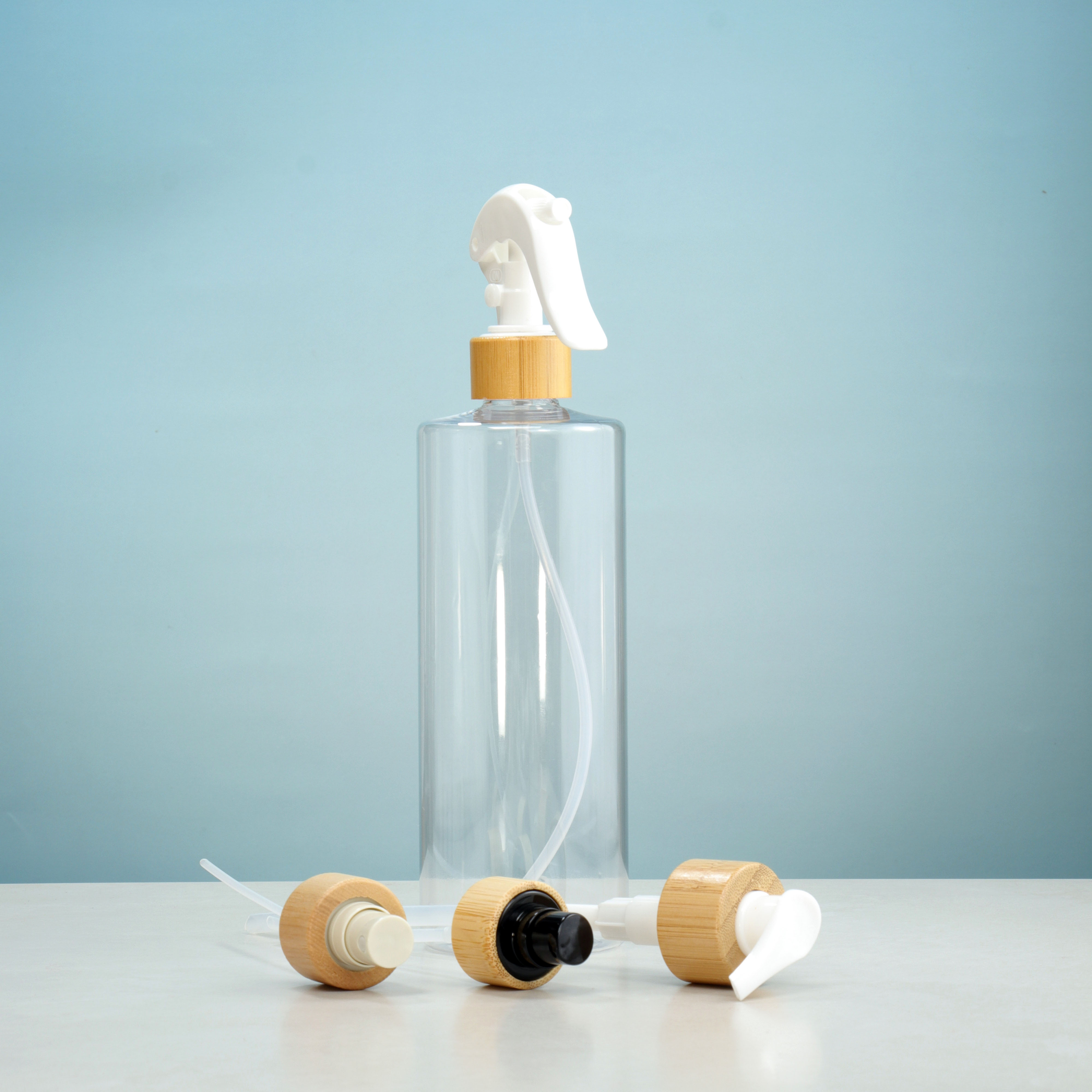 Custom Frosted Amber PET Plastic Round Spray Bottle 100ml for Shampoo Lotion Shower Gel Skincare