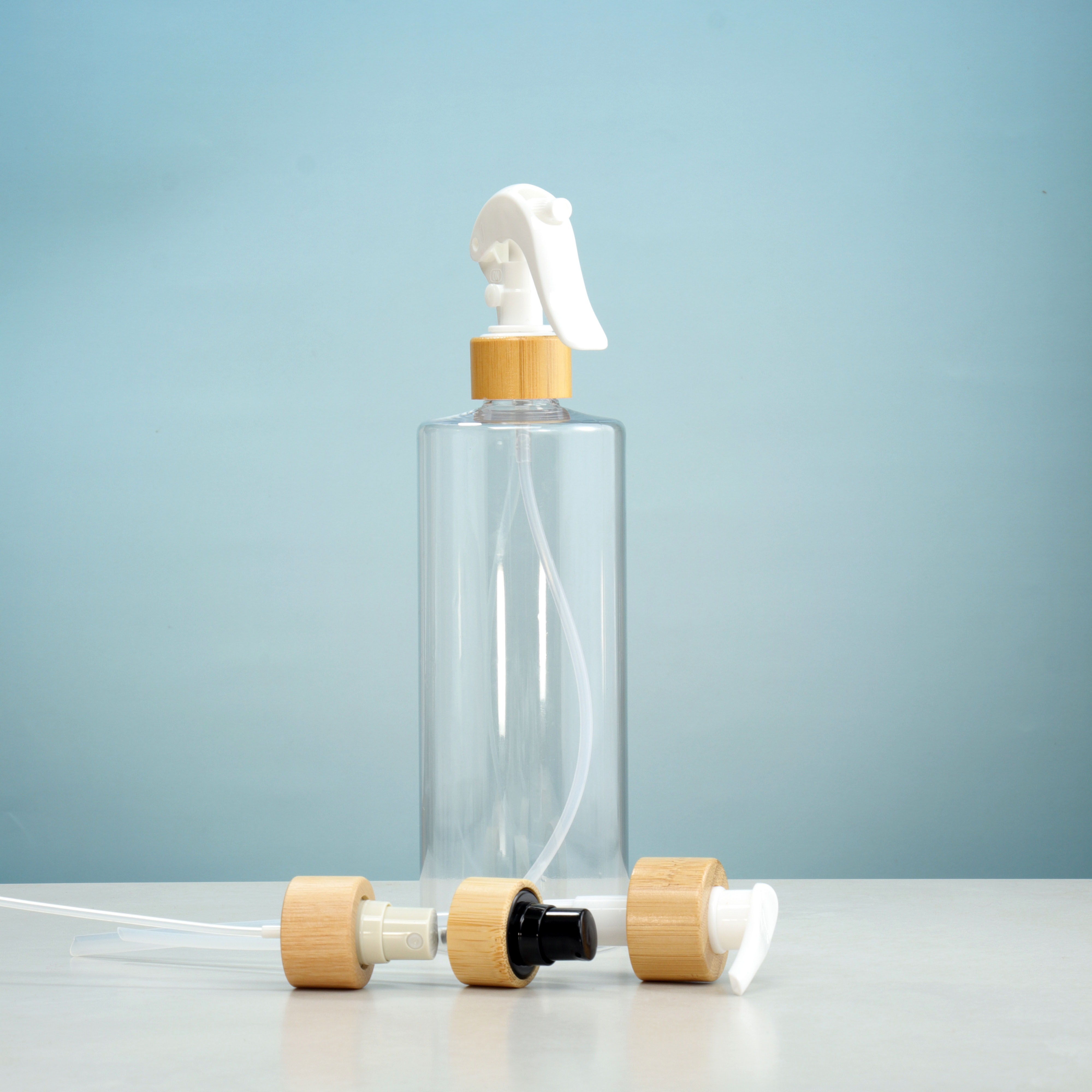 Custom Frosted Amber PET Plastic Round Spray Bottle 100ml for Shampoo Lotion Shower Gel Skincare