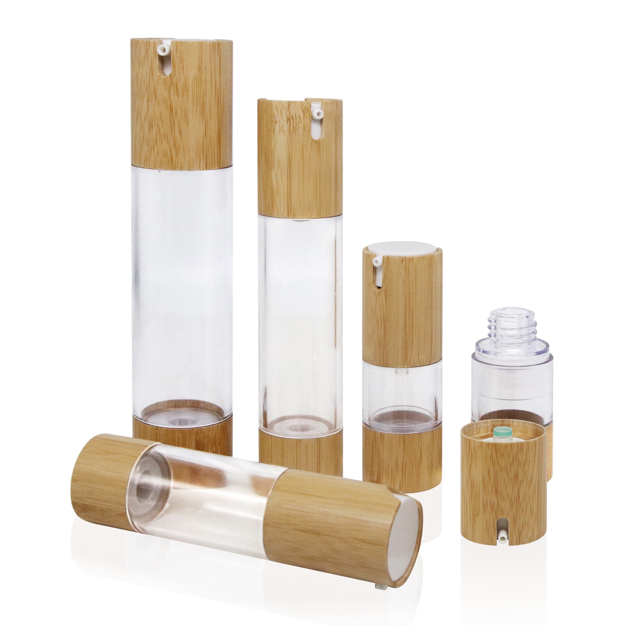 Wholesale Custom Organic 15ml Face Skincare Empty Luxury Lotion Airless Pump Bamboo Bottle Wholesale Custom Organic 15ml Face Skincare Empty Luxury Lotion Airless Pump Bamboo Bottle