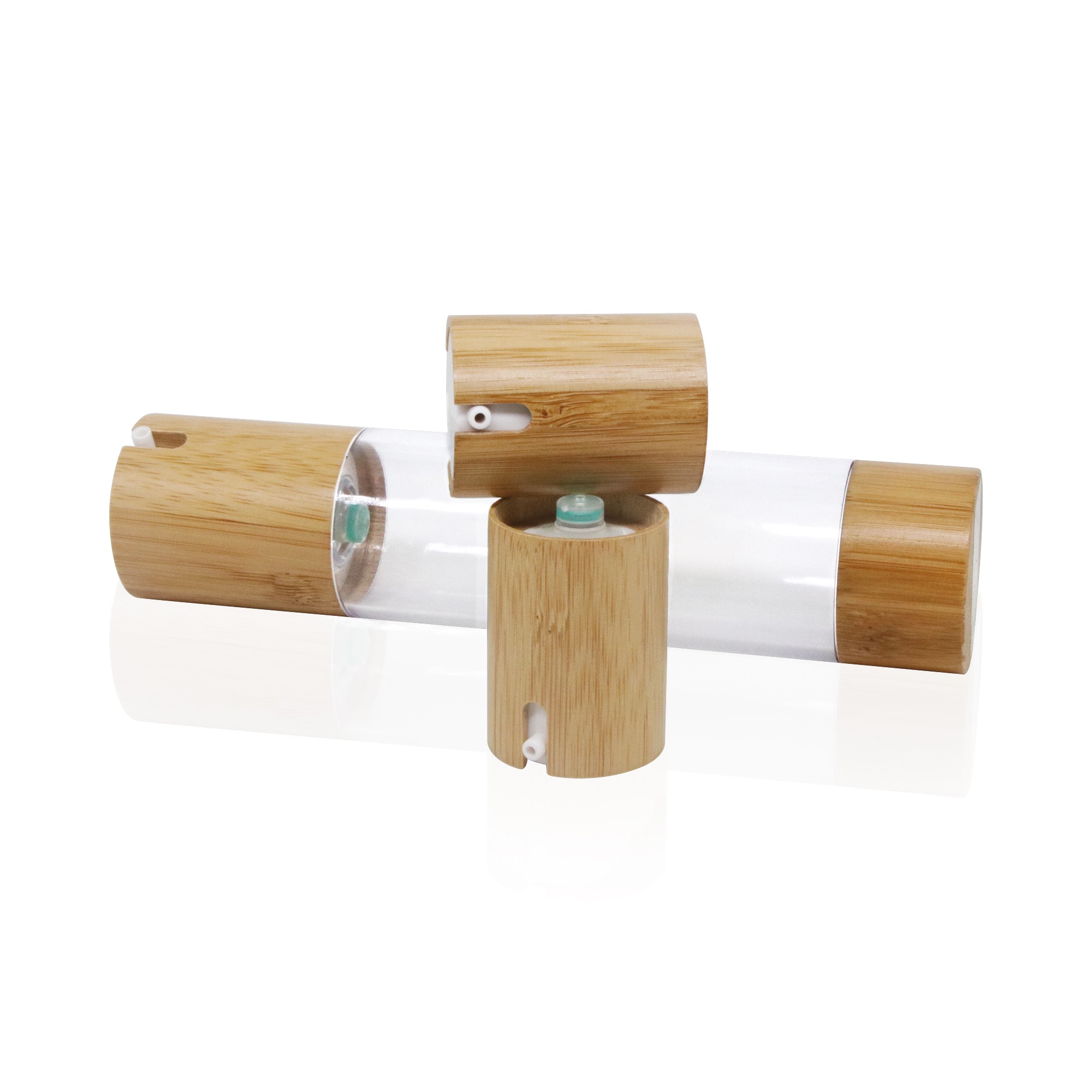 Custom Silk Screen OEM ODM Sustainable Cosmetic Bottle Manufacturer 100ml Bamboo Airless Bottle