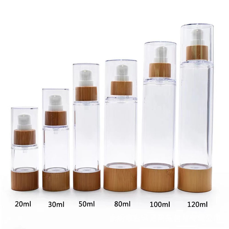 Luxury Wholesale Bamboo Empty PET Lotion Pump Bottle 50ml Essential Oil Perfume Plastic Airless Pump Bottle Luxury Wholesale Bamboo Empty PET Lotion Pump Bottle 50ml Essential Oil Perfume Plastic Airless Pump Bottle