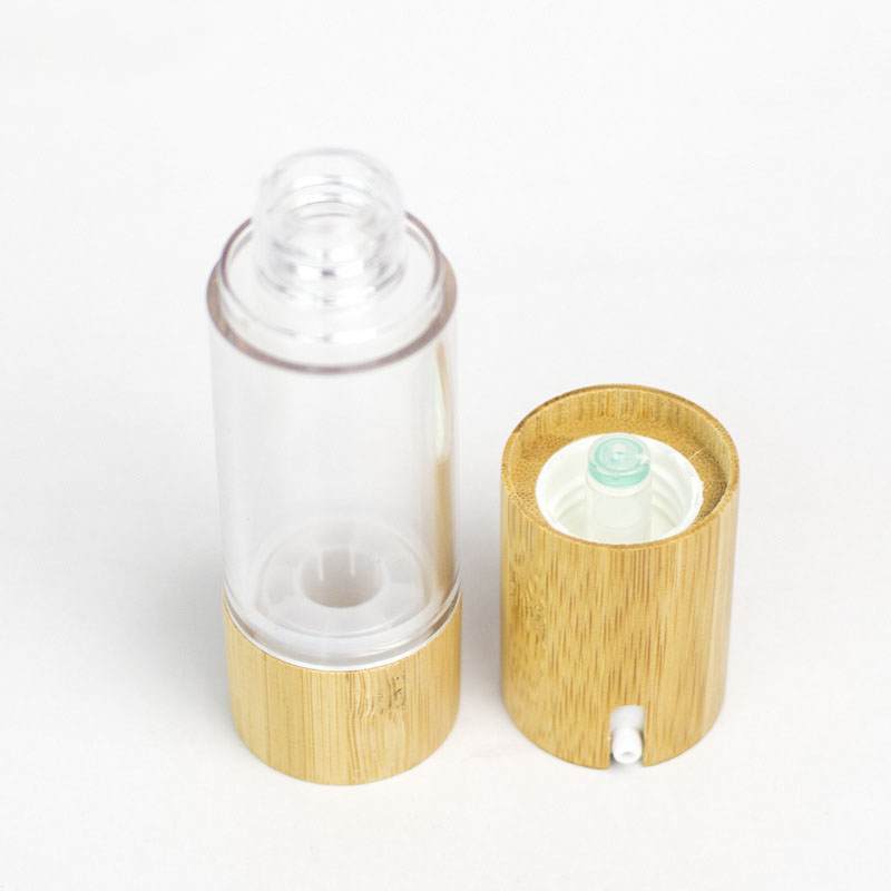 Custom Silk Screen OEM ODM Sustainable Cosmetic Bottle Manufacturer 100ml Bamboo Airless Bottle