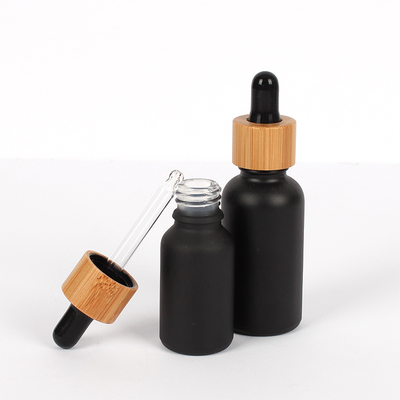 Bamboo Packaging Cosmetic 15ml 1oz 30ml 50ml Amber Black Frosted Glass Bottle with Bamboo Lid Bamboo Packaging Cosmetic 15ml 1oz 30ml 50ml Amber Black Frosted Glass Bottle with Bamboo Lid