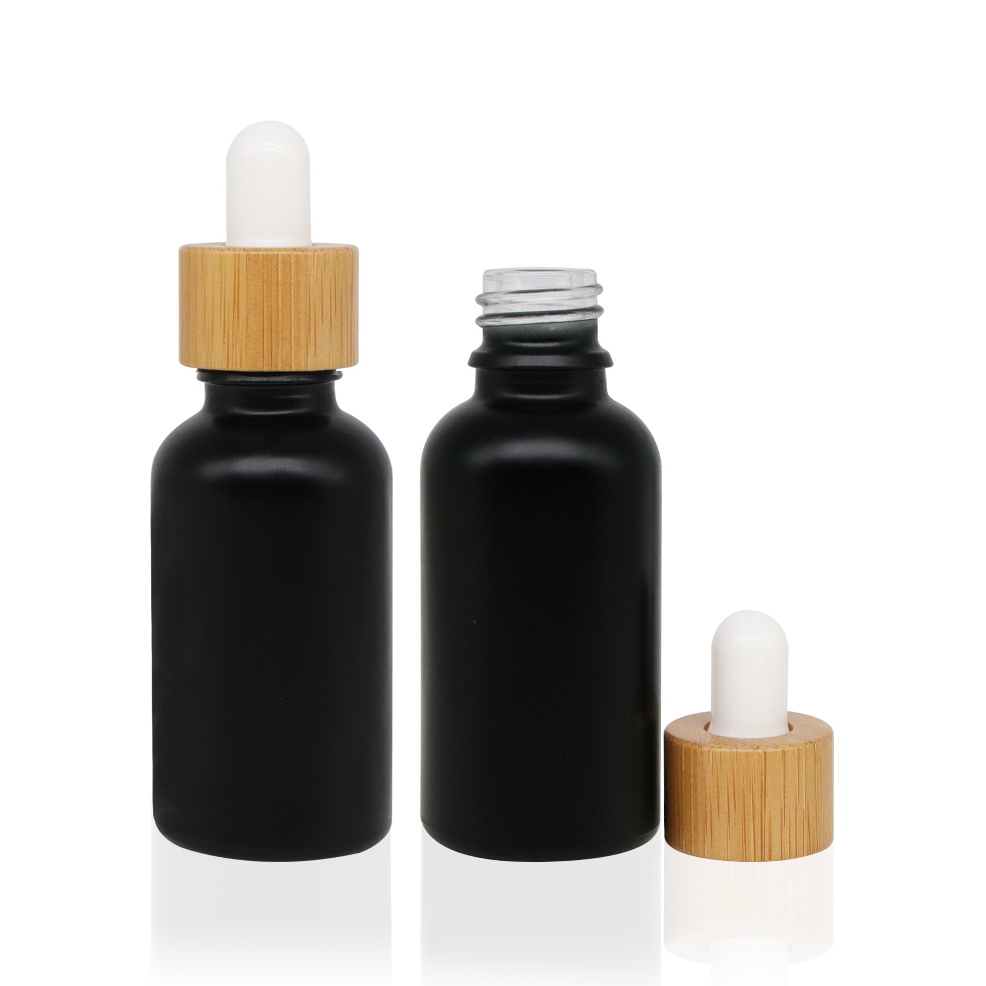 Bamboo Packaging Cosmetic 15ml 1oz 30ml 50ml Amber Black Frosted Glass Bottle with Bamboo Lid Bamboo Packaging Cosmetic 15ml 1oz 30ml 50ml Amber Black Frosted Glass Bottle with Bamboo Lid