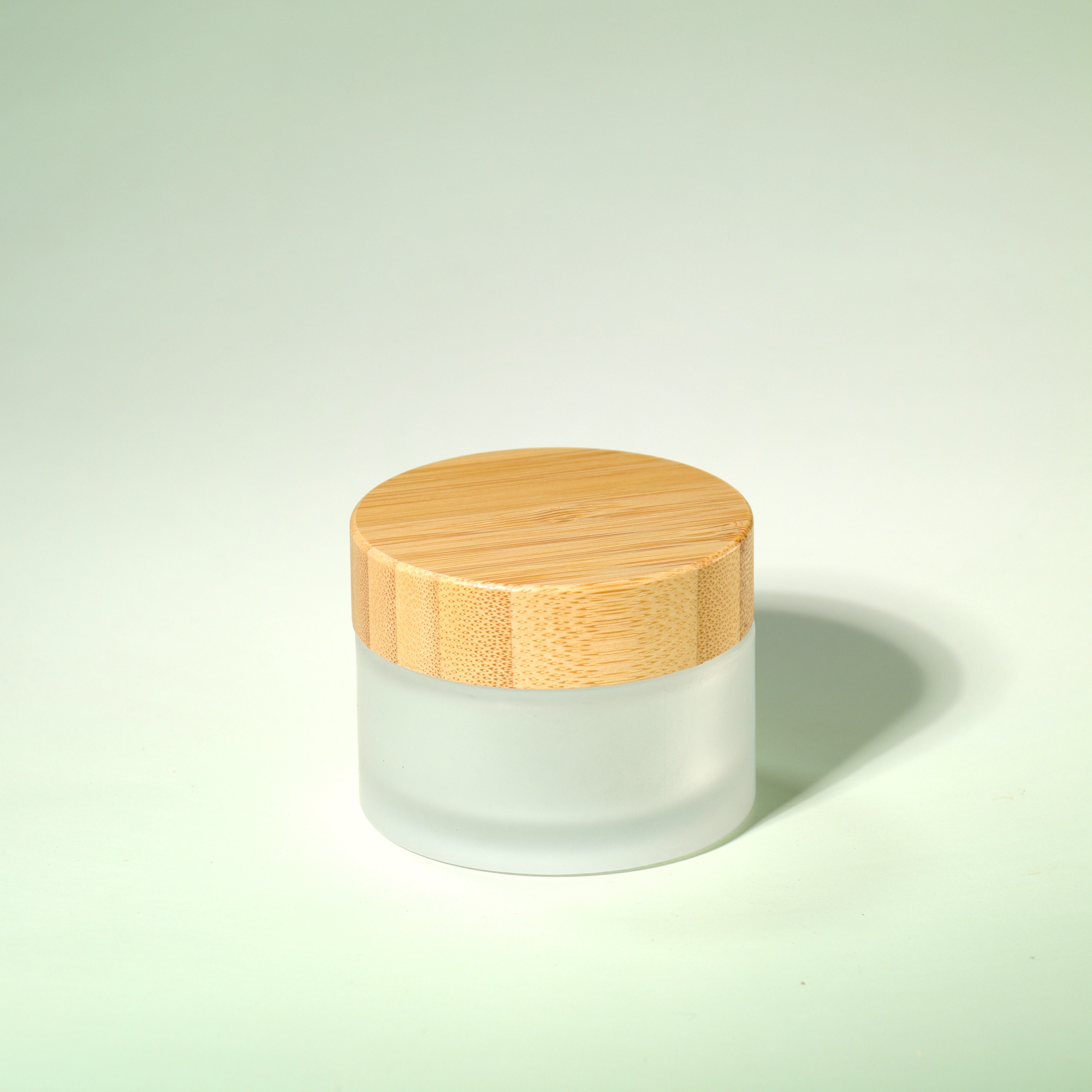 High Quality Face Skin Care Jar Container 5g 10g 20g 50g Bamboo Lid Frosted Clear Glass Jar