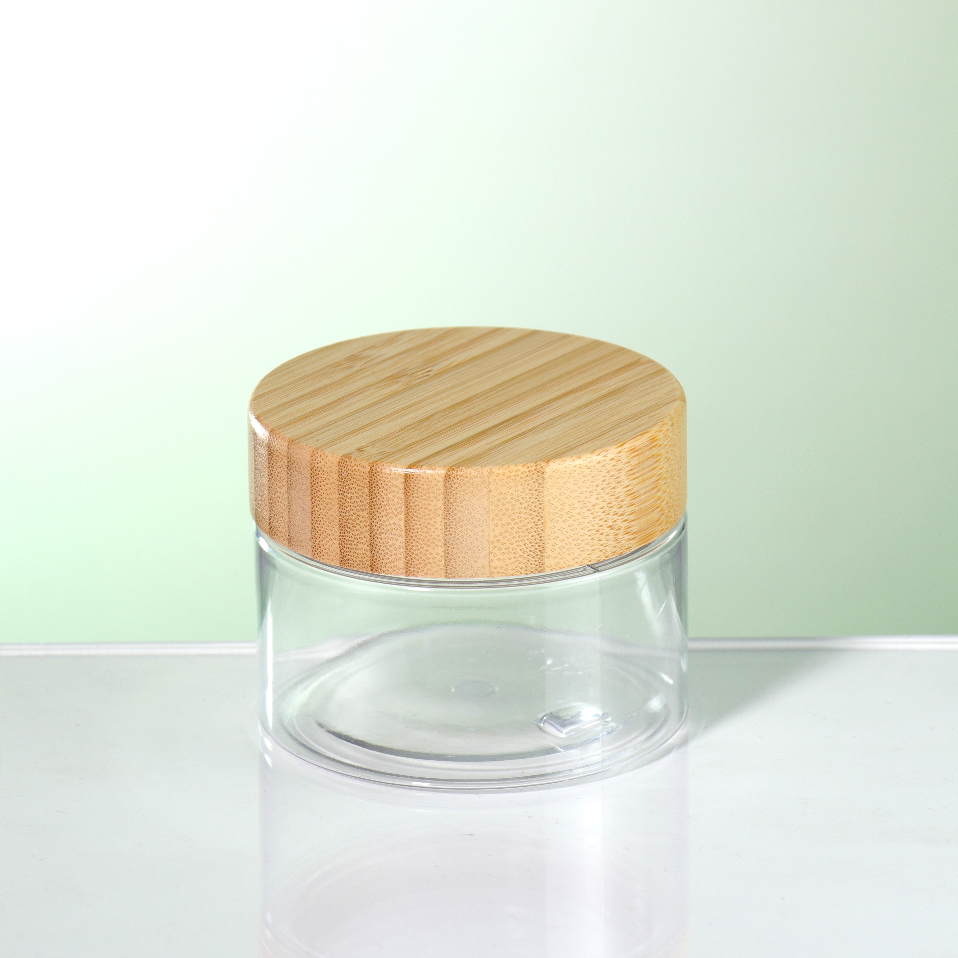High Quality Face Skin Care Jar Container 5g 10g 20g 50g Bamboo Lid Frosted Clear Glass Jar