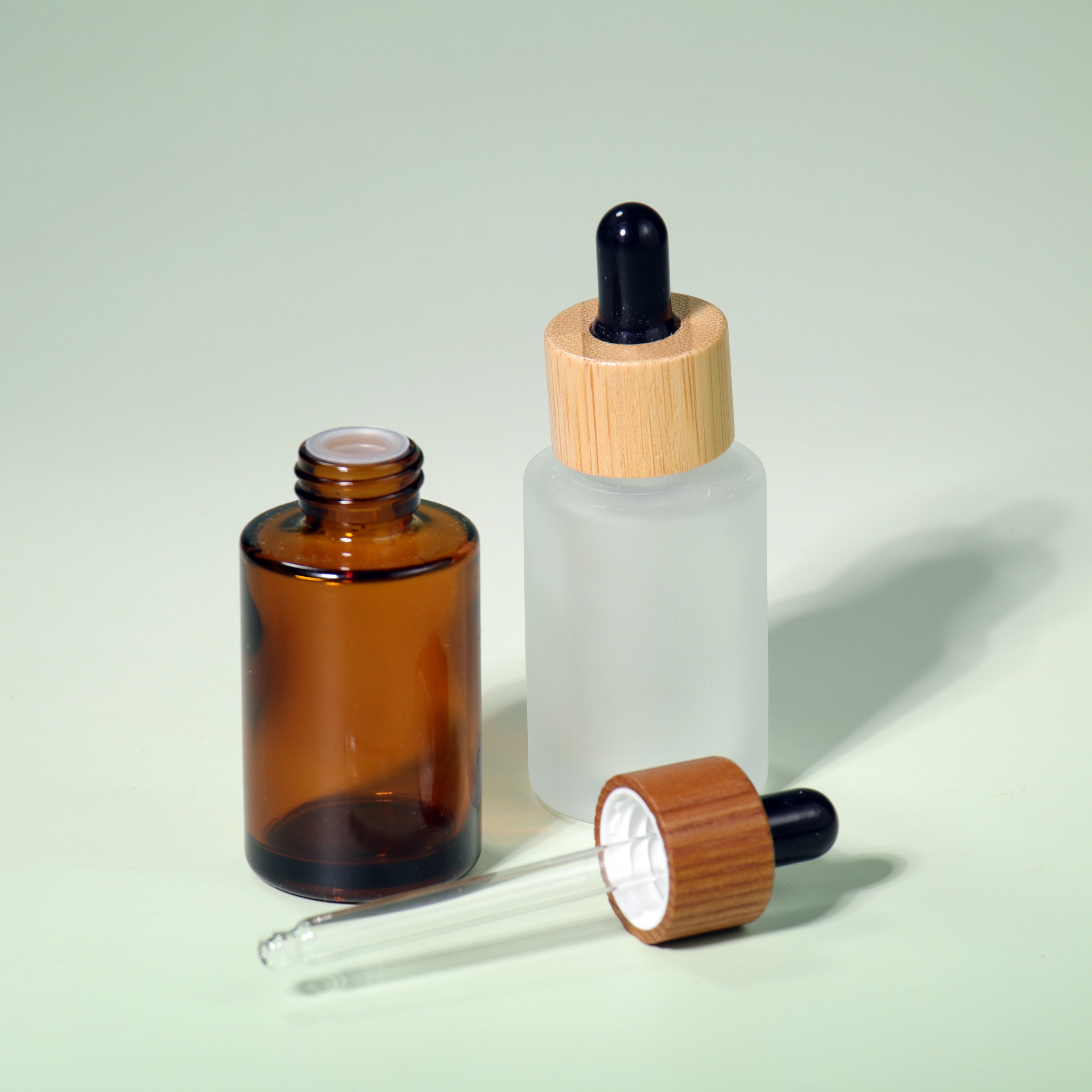 Hot Sell 100ml Bamboo Custom Skincare Face Serum Essential Oil Glass Dropper Container Bottle