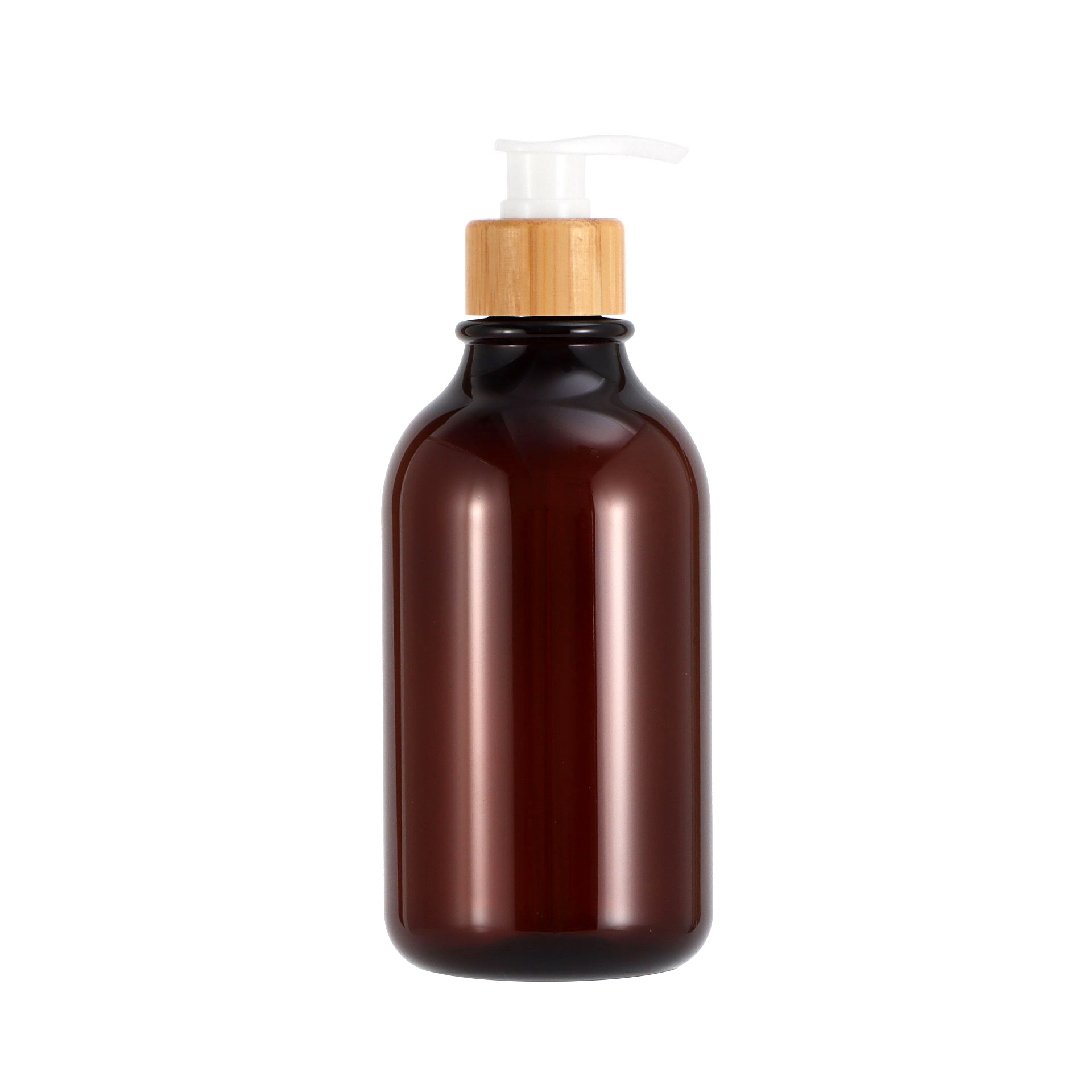 Wholesale Amber Plastic Cosmetic Jar and Bottle with Bamboo Lid Empty Packaging Container for Hair Oil Shampoo Body Care Wholesale Amber Plastic Cosmetic Jar and Bottle with Bamboo Lid Empty Packaging Container for Hair Oil Shampoo Body Care