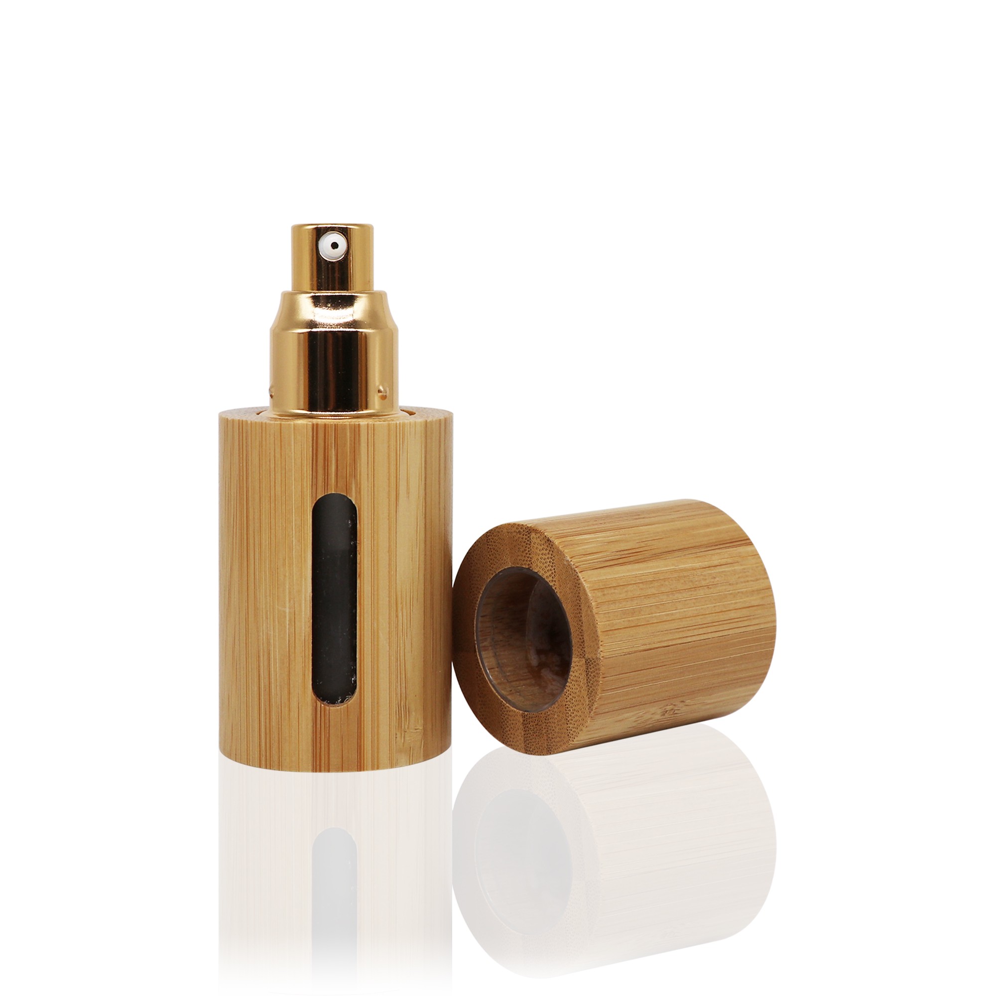 Wholesale Reusable 5ml Bamboo Perfume Glass Bottle Travel Size Glass Perfume Glass Spray Bottle