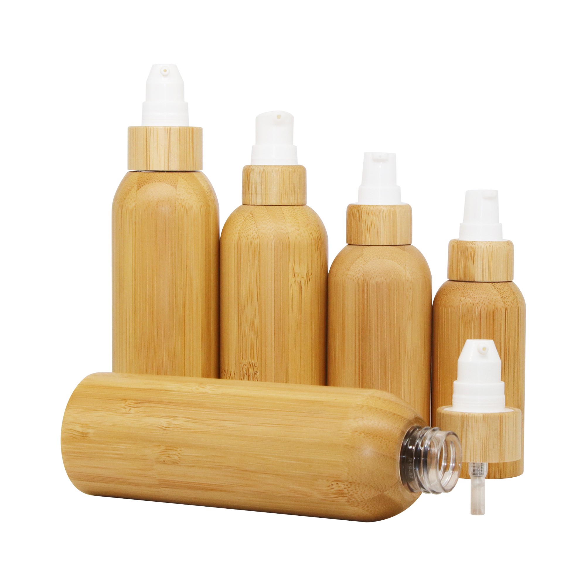Luxury Sustainable 120ml Eco-friendly Natural Bamboo Material PET Plastic Perfume Full Bamboo Spray Pump Bottle