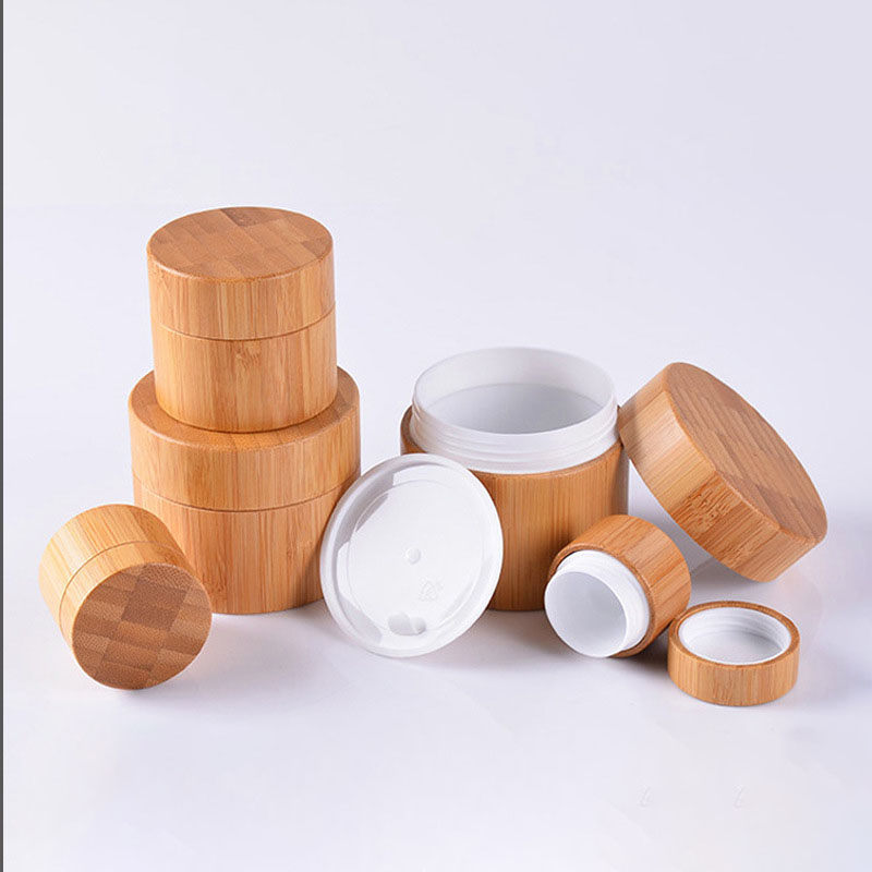 Eco Friendly 30g Natural Bamboo Empty Body Butter Lotion Container Cosmetic Packaging Plastic Cream Jar with Lids