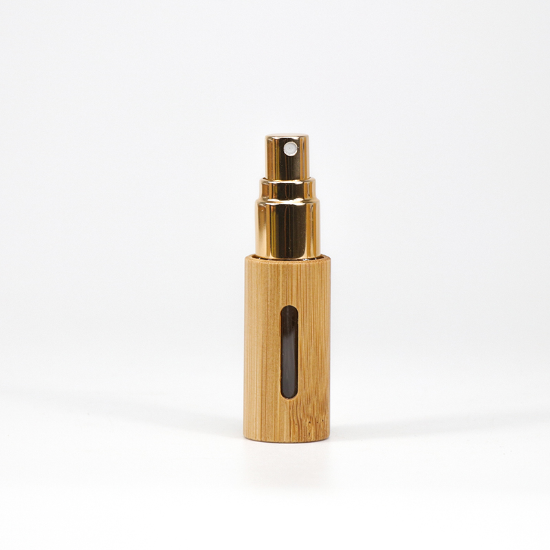 Organic Bamboo Perfume Spray Bottle 20ml Rotatable Portable Glass Container Refillable Natural Perfume Packaging