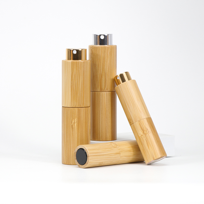 Natural Organic 20ml Bamboo Glass Empty Perfume Spray Bottle Screw Cap Fine Mist Refillable Container