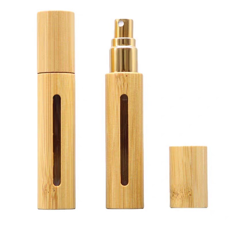 10ml 20ml Natural Organic Bamboo Glass Perfume Spray Bottle Screw Cap Portable Cosmetic Packaging Container