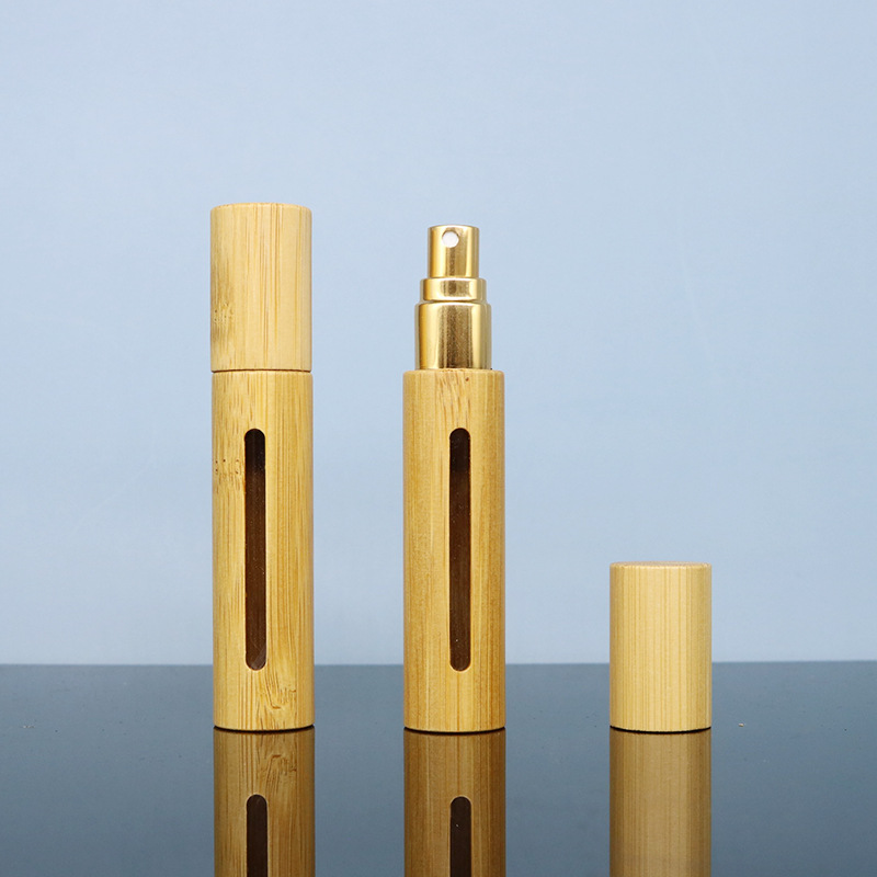 Fine Mist Amber Clear Brown Frosted Amber Glass Bamboo Perfume Spray Lotion Pump Bottle Bedroom Bathroom Travel Perfume Bottle